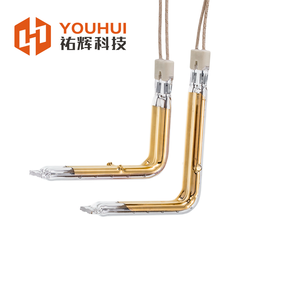 China L Shape Gold Coated Infrared Heating Element Tube with Visible Light Transmission >93% and UV Light Transmission >85% for Industrial Applications on sale