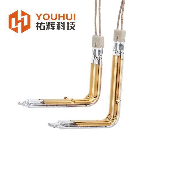 Quality L Shape Gold Coated Infrared Heating Element Tube with Visible Light Transmission >93% and UV Light Transmission >85% for Industrial Applications wholesale