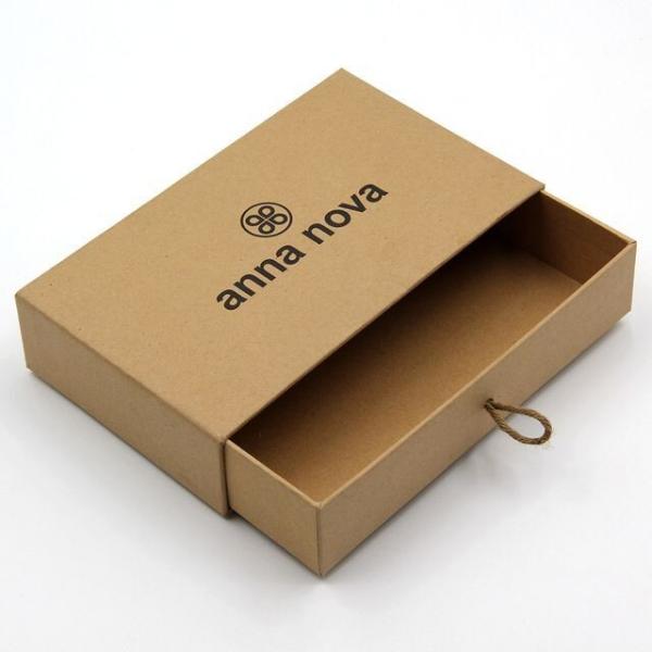Brown Kraft Rigid Cardboard Small Gift Drawer Slide Paper Boxes Custom Logo Packaging