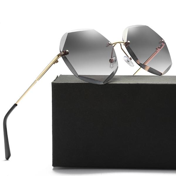 BSCI Oversized Shades Female Trendy UV400 Rimless Designer Sunglasses
