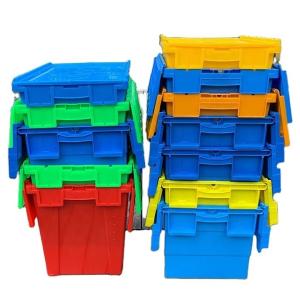 60L Stackable Reusable Plastic Crate with Barcode for Warehouse Logistics