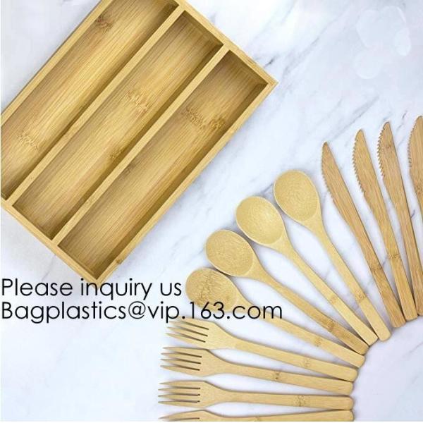 Quality 12-Piece Reusable Bamboo Flatware Set with Portable Storage Case,Chopping Board,Cheese Board,Pizza Board,Drawer Organzie wholesale