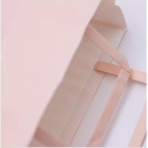 ODM Pink Kraft Paper Bag Biodegradable Patch Handle Bag ISO9001