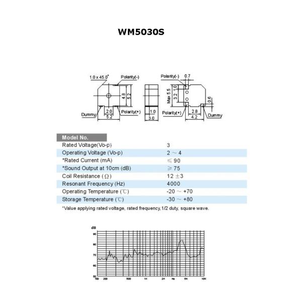 High Stability 5030 SMT Electromagnetic Buzzer For Audio Video Products , SGS Listed