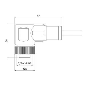 IP67 Molded Cable Connector 90 Degree Male 5 Pins Power Socket Connector
