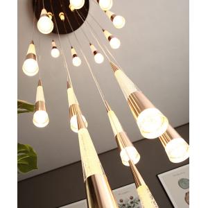 China Home Luxury Decorative Modern Villa Living Room Hotel Hanging Pendant Light Aluminum Round LED Patch Bulb Type Double Head Fried Flower Bubble Chandelier on sale