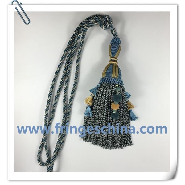Quality Fancy custom long tassel fringe trimming for curtain attractive tieback hanging ball wholesale