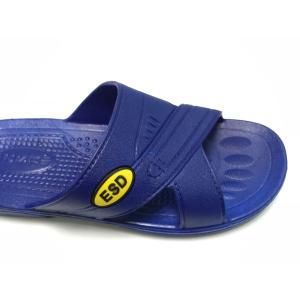 Blue Black White ESD Safe Materials SPU ESD Slipper Cross Type Symbol Embossed