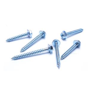 Blue Zinc Plated Drive Hexagon Flanged Head Metal Tapping Screws Pointed Screws