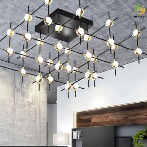 Hotel Reception Lobby Wrought Iron Paint Shelf LED Ceiling Lamp