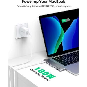 USB C to Dual-HDMI Adapter 7 in 1 USB C Thunderbolt 3 Adapter to Dual HDMI 2