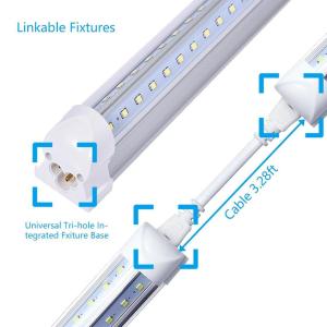 T8 4ft Integrated LED Tube Light 22W V Shape 2 Row 6500K Clear Linkable Plug and