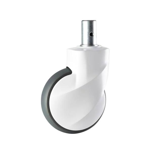 5 Inch Soft Grey TPR Swivel Head Medical Casters With Solid Stem Silent Hospital