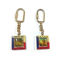 Rotating Doming Decal Metal 3d Zinc Alloy Keychain Customized Prague Souvenir