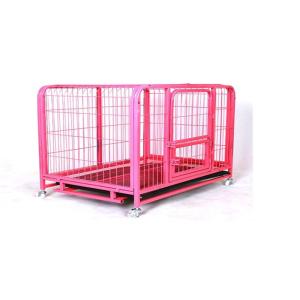 Pink Color Metal Wire Mesh Collapsible Dog Crate Kennel Cage Can Customized