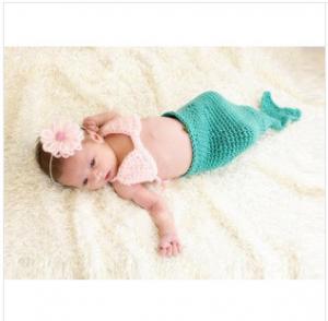 China Wholesale - cartoon fish mermaid baby flower headwear Baby Photography Prop Crochet beanie on sale