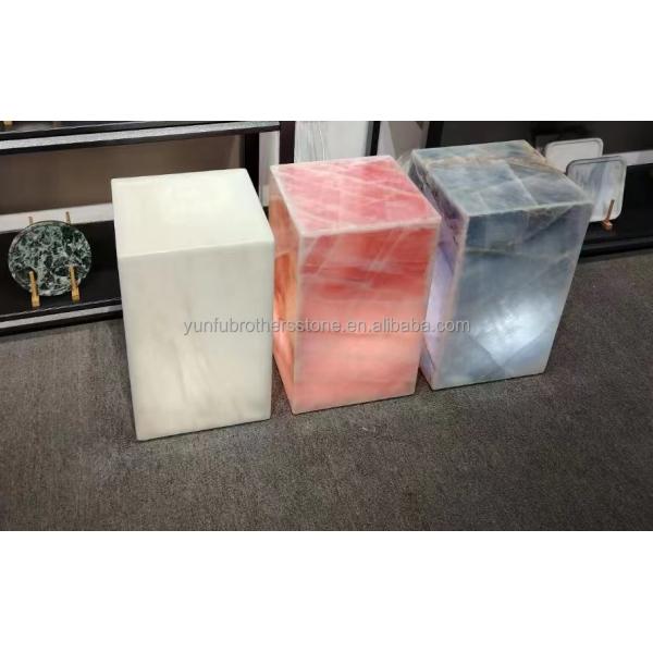 Modern Translucent Crystal Pink Onyx Slab Stone Lamps for Backlit Wall Background Panel