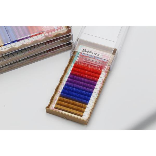 Natural Multi Colored Eyelash Extensions Synthetic Hair Eyelashes 12 Lines / Tray