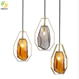 China LED 1-Light Glass And Iron Smoke Gray And Brown Pendant For Bedroom on sale