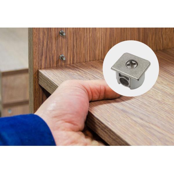 JH-4059 Zinc Alloy Shelf Pegs - Nickel Plated Finish, Compact 14x20mm Size, Secure Fit For Furniture Boards Over 15mm