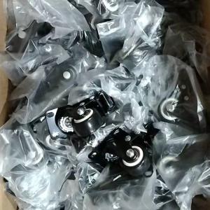 Black PVC Swivel Threaded Stem Light Duty Casters 1.5 Inch Soft Wheel With Total