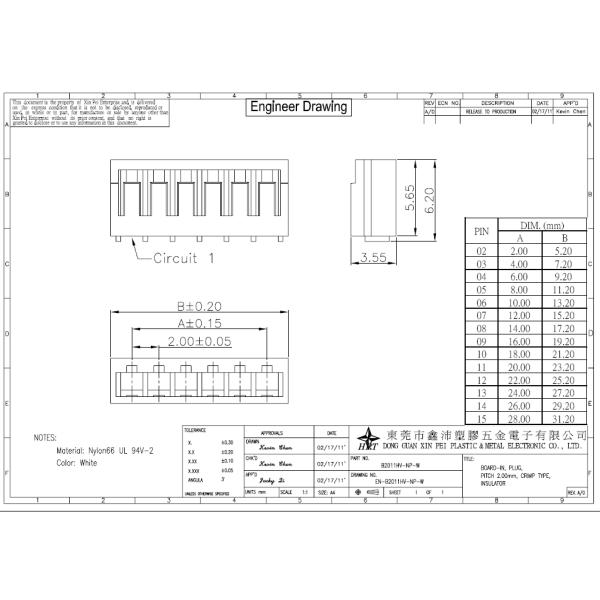 Brass Contact Top Entry Board-in Connectors Pitch 2.00mm Crimp SAN connector replacement