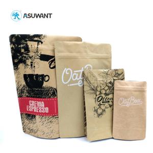 China Resealable Brown Paper Kraft Bags Heat Seal Customized Size For Tea / Coffee on sale
