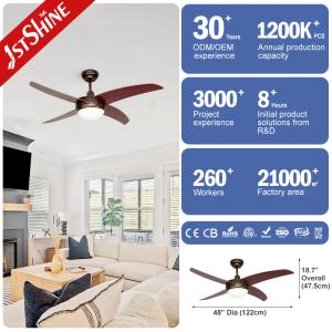 1stshine Natural Wind 4 MDF Blades LED Ceiling Fan with Light and Remote Modern