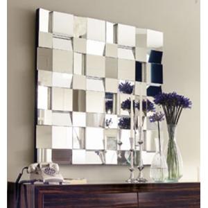 China Square Faceted Angled 3D Beautiful Wall Mirrors , Large Decorative Mirrors For Walls on sale