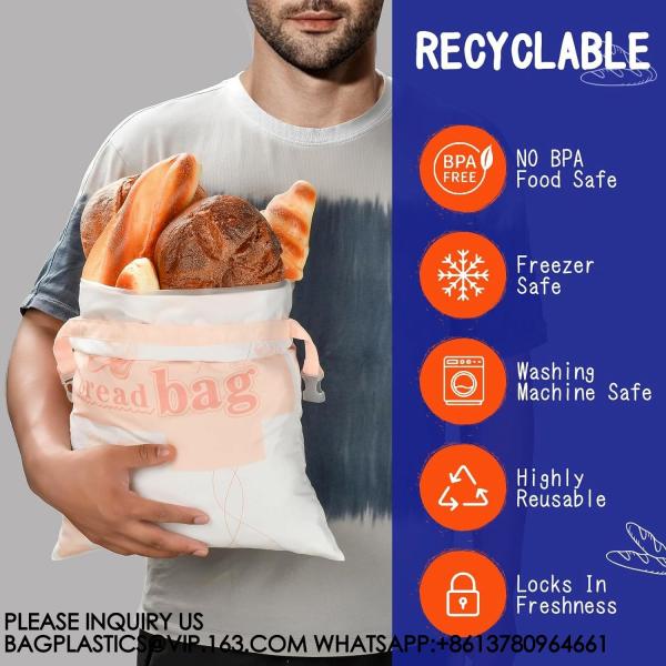 Reusable Bread Bags For Homemade Bread Storage ECO Bread Freezer Bag - Sourdough Bread Making & Fresh Bread Storage