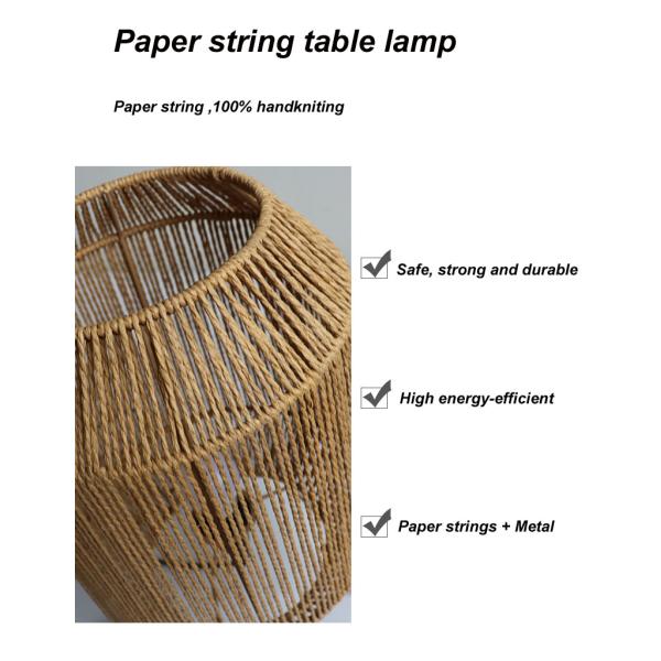 Vintage Twine Rattan Table Lamp , Handmade Wabi Sabi Table Lamp For Homestay