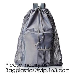 Drawstring Bag With Cord Lock And White Sturdy Mesh Material For Factories,
