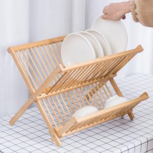 Bamboo plate Holder for Dish Rack- plate and bowl Drying rack - Bamboo Dish