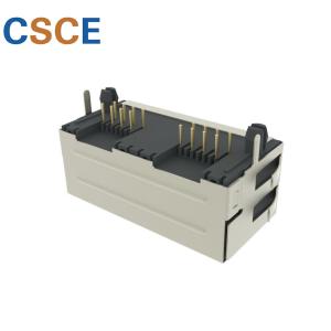EMI Shielded RJ45 Modular Jack 1 * 2 Ports Housing Material PBT / PA66 / PA46
