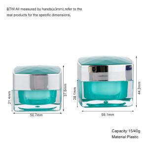 15g 40g Empty Cream Jar Square Plastic Double Layer Clear Plastic Jars With Lids