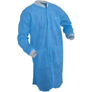 Protective Polypropylene SMS Disposable Lab Coat Blue with Pockets
