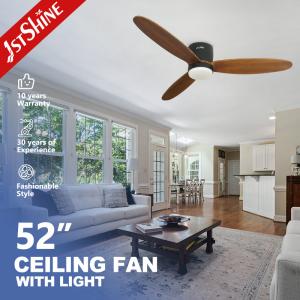 Dimmable 6 Speed 52in LED Ceiling Fan With 3 Solid Wood Blades