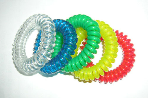 Spiral wrist coil with ring key chain solid/transparent color mini coil school