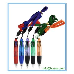 China plastic pen with string, lanyard plastic pen on sale