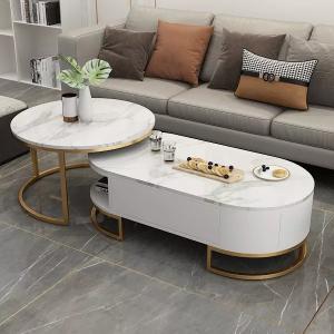 Adjustable TV Stand Coffee Table Set 70*70*43cm Living Room Center Table With