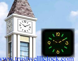 Cheap clocks tower with night illumination lights on minute hour hand and markers for sale