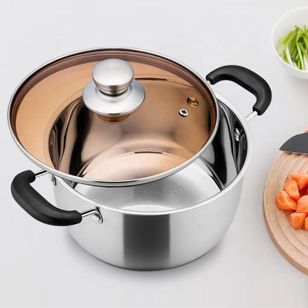 Quality Multi-function Silver Kitchen Cookware Cooking Pot Induction Stock Pot Stainless Steel Soup Pot With Bakelite Handle wholesale
