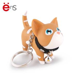 Cute Promotional Plastic Keychain , Pvc Rubber Keychain Cat Shaped