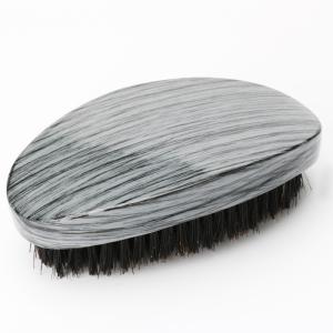 China Grey Woodgrain 360 Wave Brush Soft Boar Bristle With Curved Beech Wooden Handle on sale