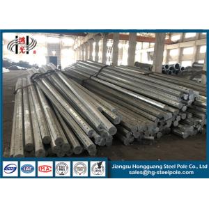 16m Galvanized Steel Pole With Flange Mode , Power Transmission Poles