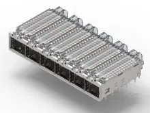 Quality TE 2143307-1 QSFP Cage Ganged (1 x 6) with Heat Sink Connector Press-Fit Through Hole Included Lightpipe wholesale