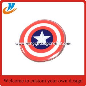 wholesale print metal badge with epoxy,silver plated print process metal pin