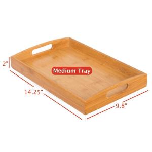 large bamboo wood serving trays set with handle