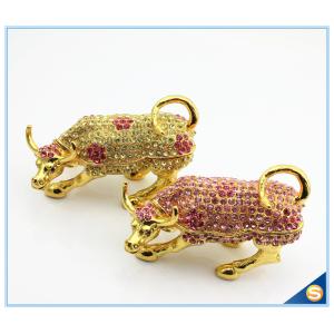 Wall Street Full Of Rhinestone Lucky Cattle Trinket Box Decoration Animal