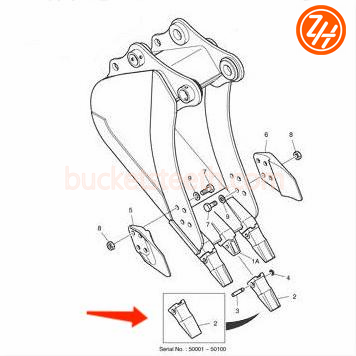 SHANTUI Abrasion Resistant 2713-1221RC DX130 DX140 DX150 Excavator Bucket Teeth Heavy Equipment DOOSAN